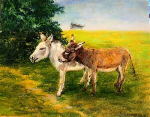 Donkeys of Independence, Texas, 11x14" Oil on linen board  $1,600