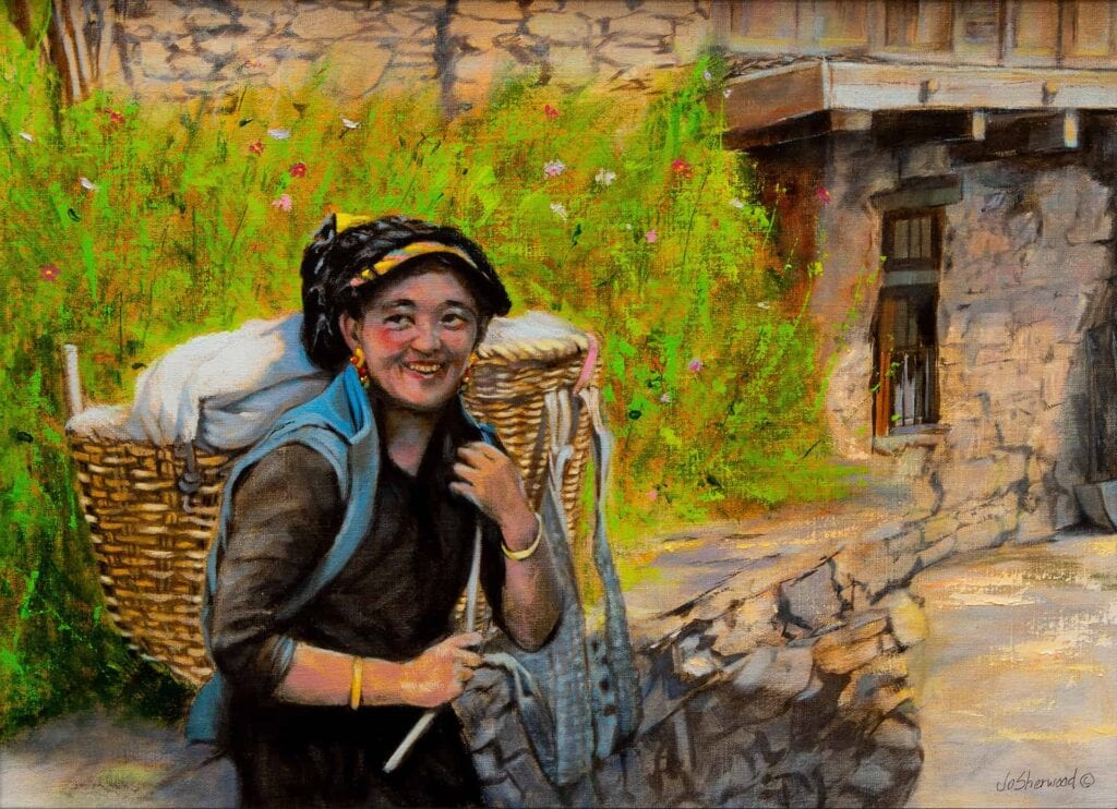 Tibetan Villager by Jo Sherwood