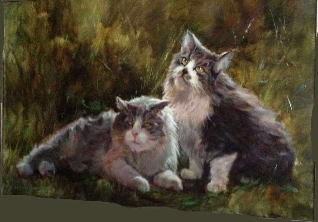 Cats, 20x20" Oil on linen